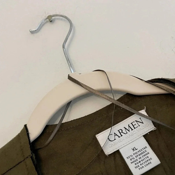 Carmen Marc Valvo olive green faux suede open front jacket XL falltrend - Picture 3 of 4